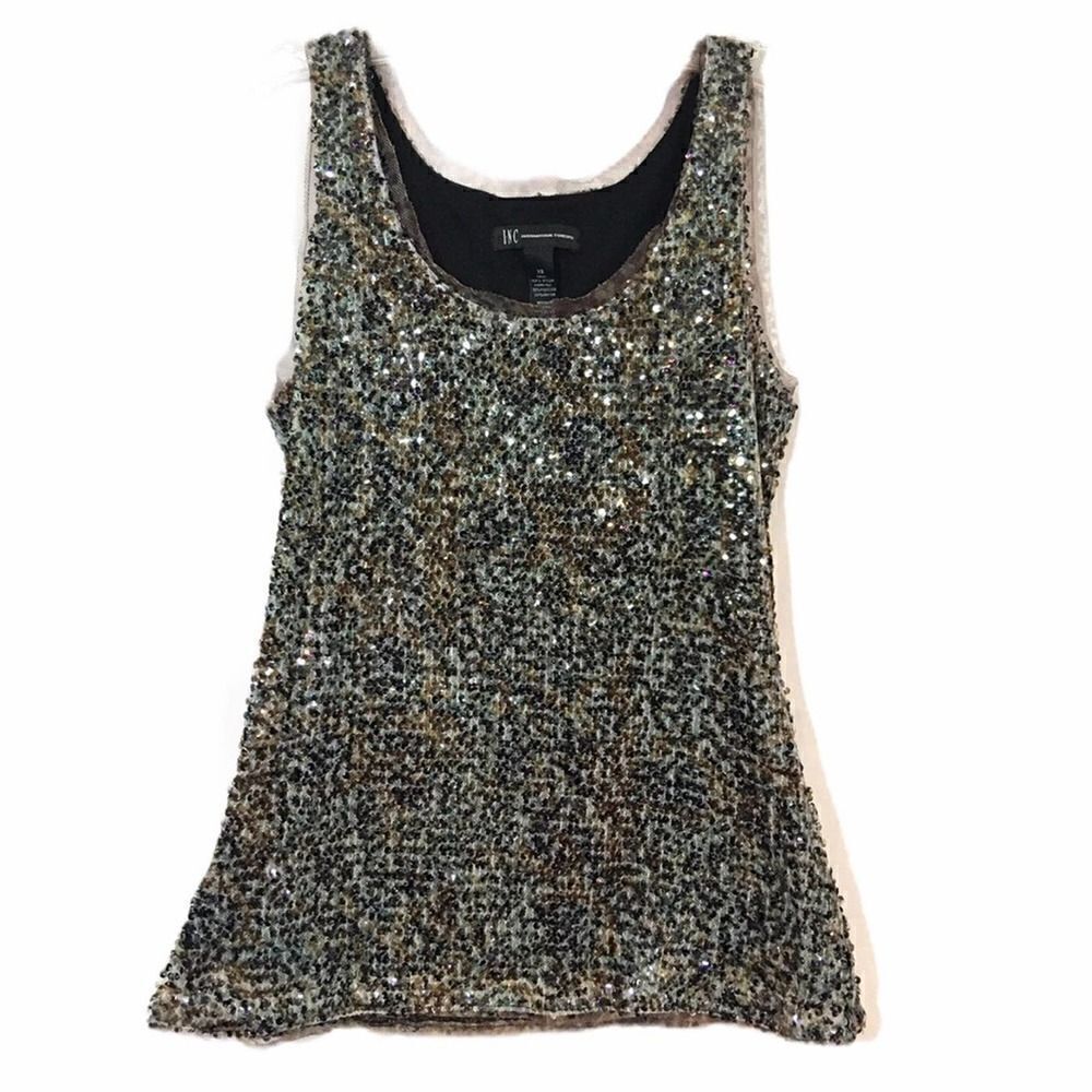 INC International Concepts Sequins Sleeveless Dressy Tank Top Size XS